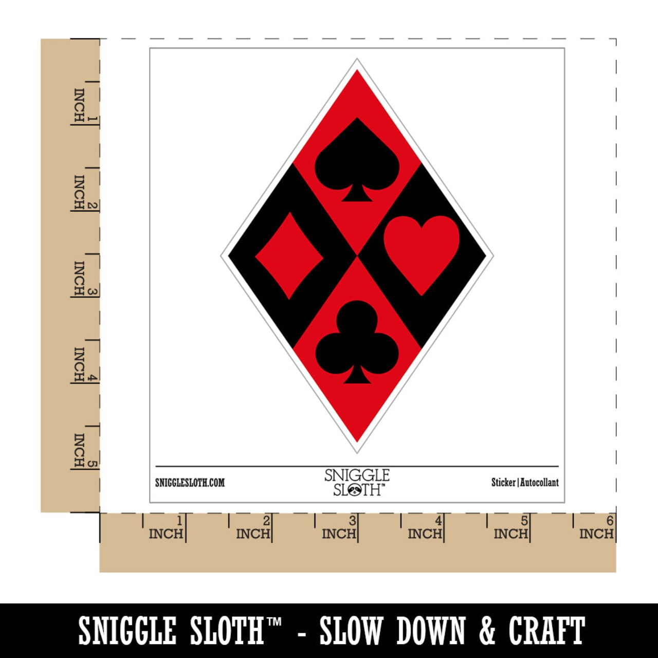 Harlequin Suits Diamonds Hearts Spades Clubs Waterproof Vinyl Phone Tablet Laptop Water Bottle Sticker Set - 5 Pack